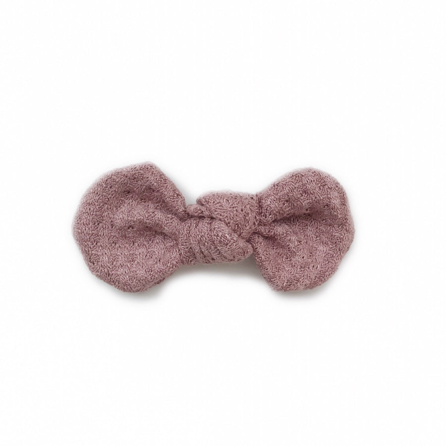 Knotted Bow Clip, Mauve Waffle