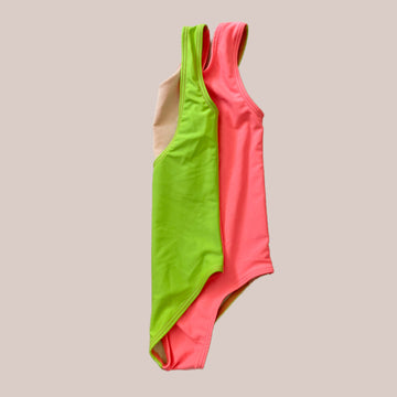 Colorblock Scoop Back One Piece Swimsuit, Guava & Lime