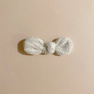 LAST ONE! Knotted Bow Clip, Light Grey Terry Loop