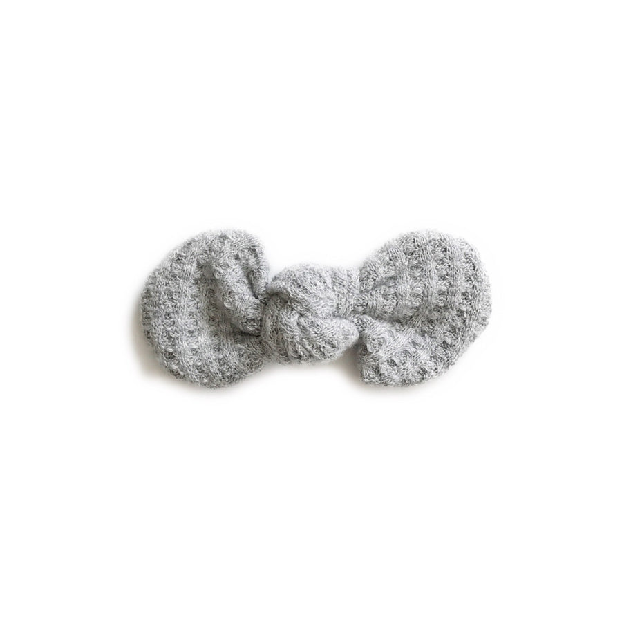 Knotted Bow Clip, Heather Grey Waffle