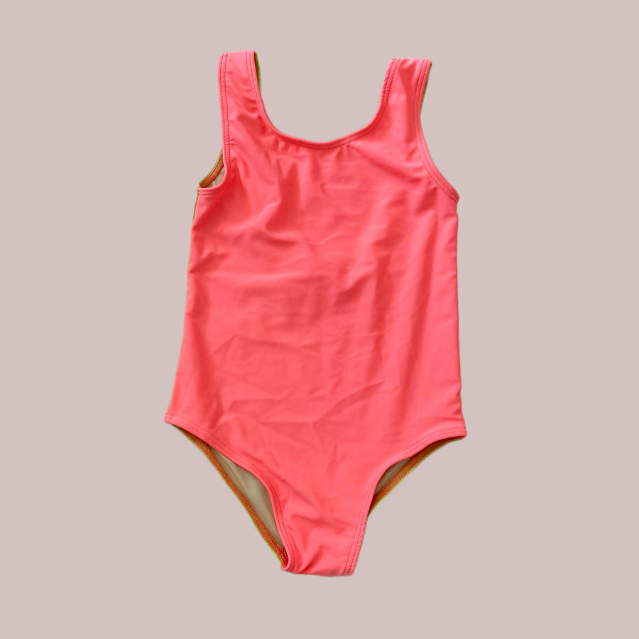Colorblock Scoop Back One Piece Swimsuit, Guava & Lime